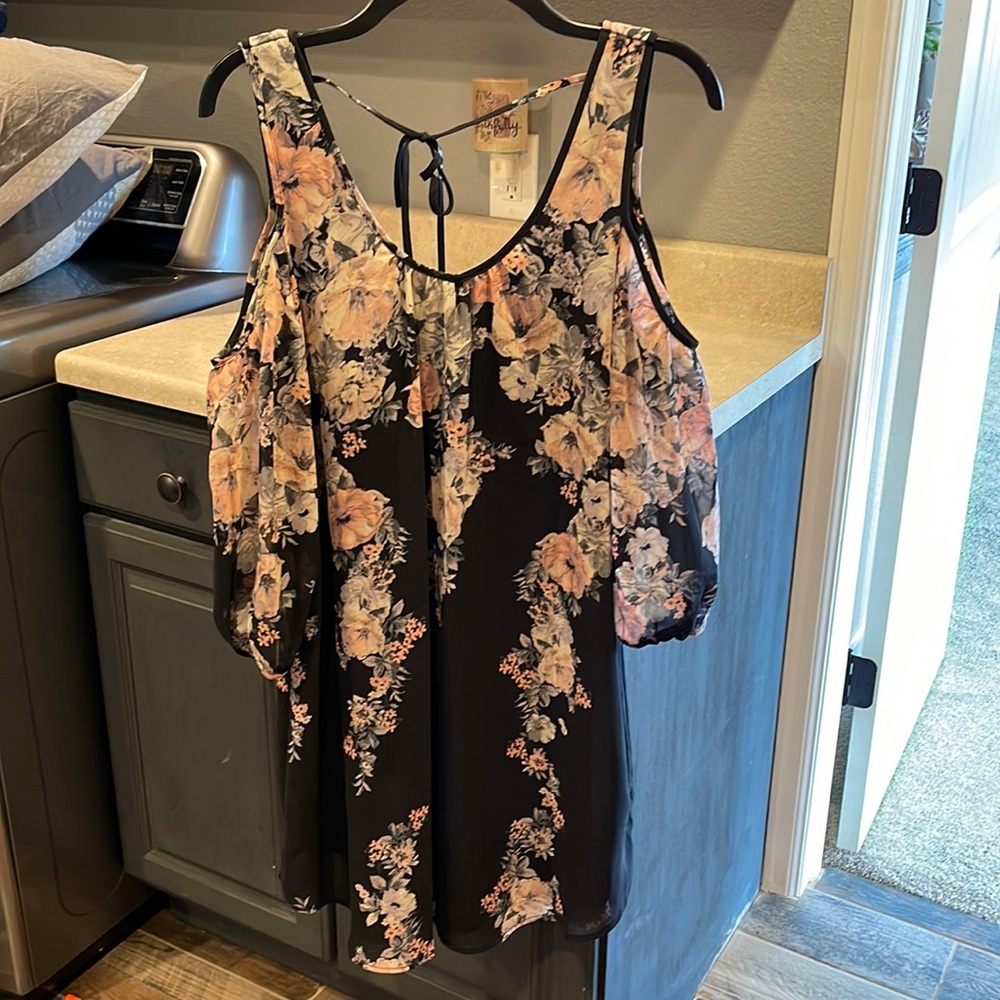 Floral cold shoulder dress